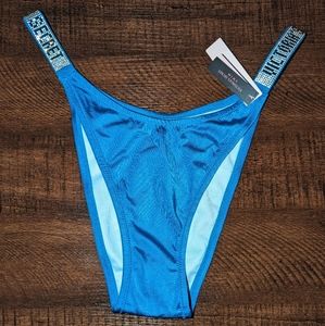 Victoria's Secret swim shine strap bikini Brazilian bottom. Shoreline Blue. XL